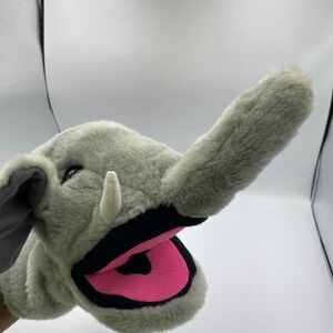 Gemmy Elephant Hand Puppet Plush Gray Stuffed Animal Toy 14" Soft Kids Play Gift